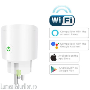 PRIZA INTELIGENTA 16A CU MONITORIZARE COMPATIBIL GOOGLE HOME ALEXA 3500W
