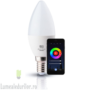 Bec LED Lumanare 6W E14 RGB TUYA Wifi+Bluetooth, PULSAR