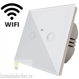 Intrerupator touch dublu WI-FI, alb
