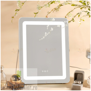 Oglinda LED DYOD-07 MAKEUP Alb, 30×40, Intrerupator Touch 3 Tipuri De Lumina Si Dimabila