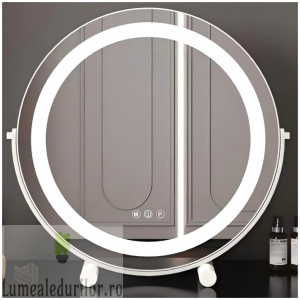 Oglinda LED MAKEUP Alb, 30cm , Intrerupator Touch 3 Tipuri De Lumina Si Dimabila