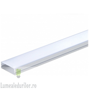 Profil aluminiu banda LED corp argintiu/dispersor alb