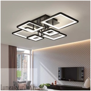 Lustra Led moderna 6 patrate dimabila cu telecomanda 164W